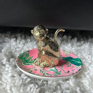 Lilly Chimpoiserie Gold monkey Ring Holder jewelry trinket dish